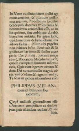 Philippus Melanthon ad Iohannem Boticherum.