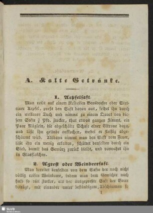 A. Kalte Getränke