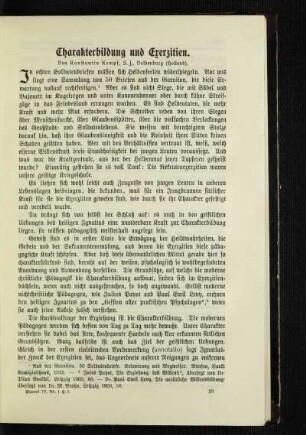 Charakterbildung und Exerzitien