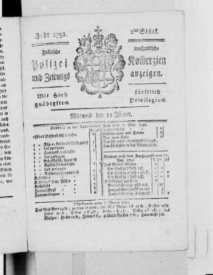 2tes Stück., Ausgabe vom 11. Januar 1792
