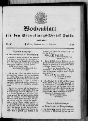 Nr. 37, Ausgabe vom 15. September 1849