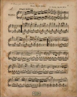 Huit rondinos agréables et brillans sur des motifs les plus favoris : pour le pianoforte ; Op. 419. 3, Thème favori italien