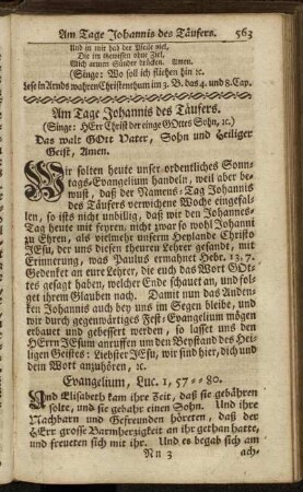 Am Tage Johannis des Täufers