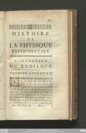 L'Invention Du Zodiaque. Premier Entretien.