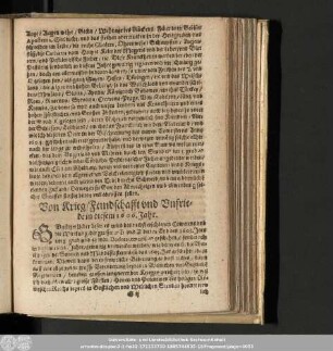 Von Krieg/ Feindschafft und Unfriede in diesem 1606. Jahr.