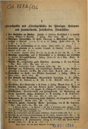 Antiquarisches Verzeichniß von Felix Schneider in Basel. 136. [ca. 1877]
