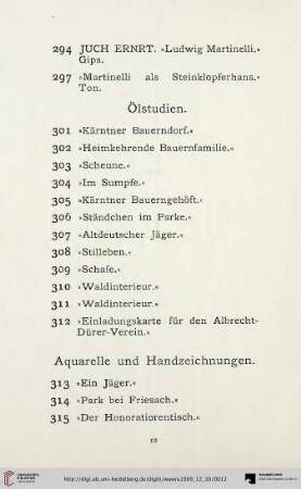 Ölstudien (Nr. 301-312)