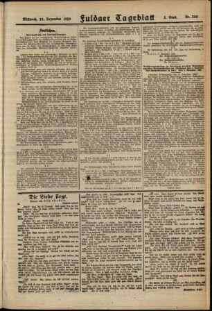Zweite Ausgabe vom Mittwoch, den 29. Dezember 1920.