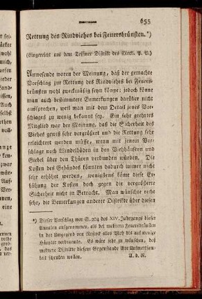 Rettung des Rindviehes bei Feuersbrünsten