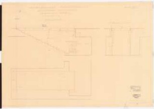 Reichsluftfahrtministerium, Berlin: Luftschutzkeller V1, Treppe (Klappe): Grundriss, Schnitt [1:20]