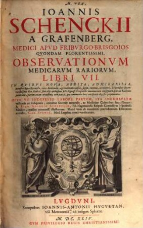 Observationum medicarum rariorum libri VII