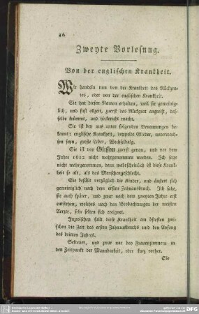 Zweyte Vorlesung. Von der englischen Krankheit