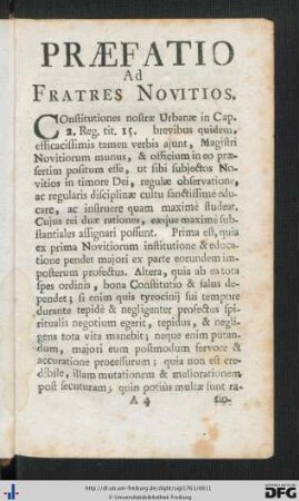 Praefatio Ad Fratres Novitios.