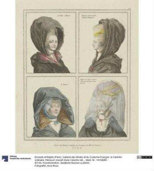 Gallerie des Modes et du Costume Français: la Caleche ordinaire, Hèrisson couvert d'une Caleche retroussée. C.17