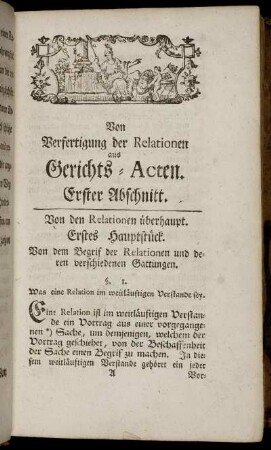 Von Verfestigung der Relationen aus Gerichts-Acten. Erster Abschnitt.