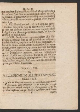 Sectio VII. De Successione In Allodio Simplici.