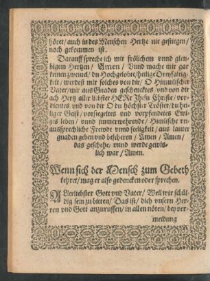 Wenn sich der Mensch zum Gebeth kehret/ mag er also gedencken oder sprechen.