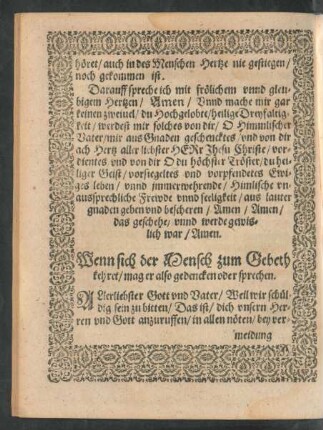 Wenn sich der Mensch zum Gebeth kehret/ mag er also gedencken oder sprechen.