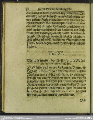Tit. XI. Welchermassen die HoffgerichtsBoten die Processe exequiren sollen