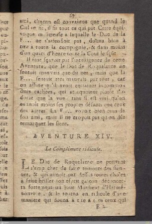 Aventure XIV. Le Compliment ridicule.