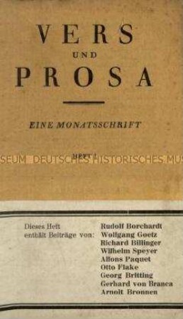 Prosa und Vers. Jg. 1924