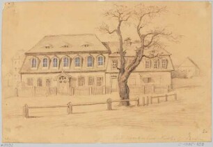 Die Stadt-Krankenhauskirche am alten Stadtkrankenhaus am Wettiner Platz (später Stadtkrankenhaus in der Friedrichstadt), 1878 abgerissen