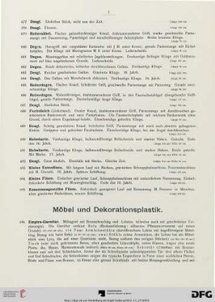 Möbel und Dekorationsplastik (Nr. 696-742)