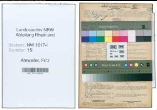 Entnazifizierung Fritz Ahrweiler , geb. 19.03.1903 (Landwirt)