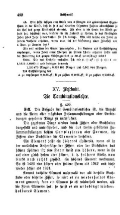 XV. Abschnitt. Die Combinationslehre.