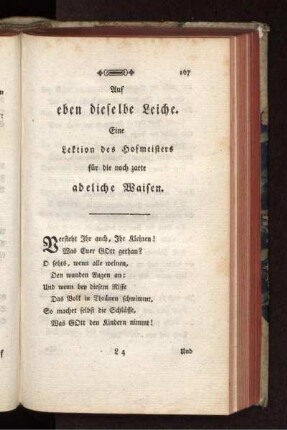 Auf eben dieselbe Leiche. Eine Lektion des Hofmeisters für die noch zarte adeliche Waisen.