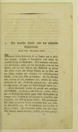 1. Die deutsche Hanse und der rheinische Städtebund