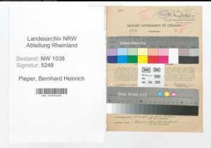 Entnazifizierung Bernhard Heinrich Pieper , geb. 13.02.1895 (Beamter)