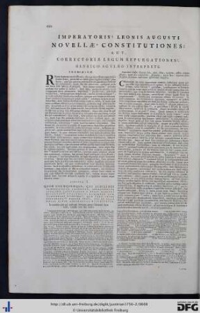 Imperatoris Leonis Augusti Novellae Constitutiones.