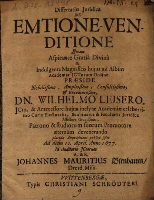 De emtione venditione