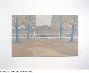 Terrasse : Dennhardt, Klaus: Terrasse. Kreide, Papier, Leinwand; 100 x 160 cm. 2004. Dresden: Leonhardi-Museum, Ausstellung Klaus Dennhardt - flußabwärts vom 9. Juli - 29. August 2004.