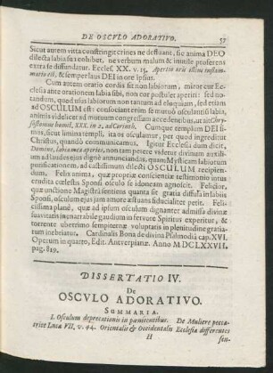 Dissertatio IV. De Osculo Adorativo.