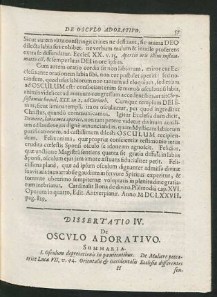 Dissertatio IV. De Osculo Adorativo.