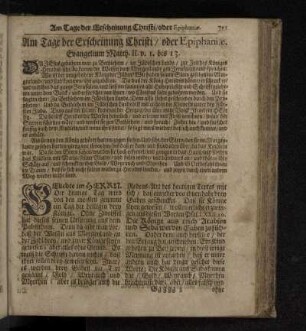 Am Tage der Erscheinung Christi/ der Epiphaniæ.