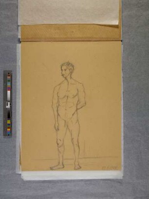 Zeichenheft Corona Krause Klasse 1b (stehender Männerakt; aus dem Unterricht bei Oskar Schlemmer)