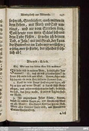 Abend-Lied. Mel. Wer nur den lieben Gott läßt walten [et]c.