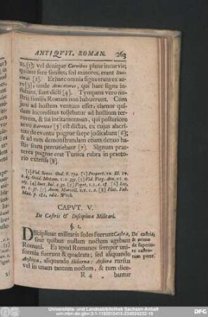 Caput. V. De Castris & Disciplina Militari.