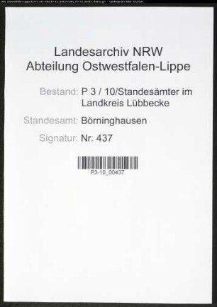 Heiratsregister Standesamt Börninghausen