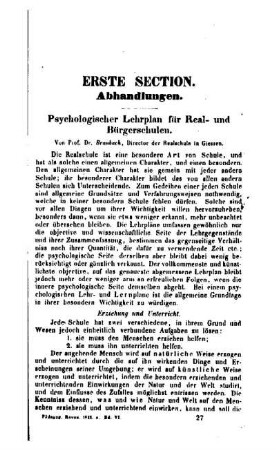 Psychologischer Lehrplan für Real- und Bürgerschulen