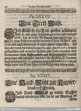 Fig. XXXIV. Eine Hand-Mühl zur Kupferdruck-Schwärtz.