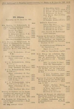 161. Sitzung. Donnerstag den 30. September 1920