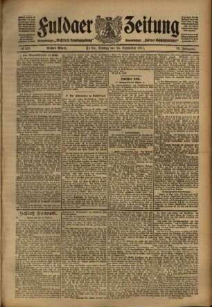 Erste Ausgabe vom Montag, den 25. September 1911.
