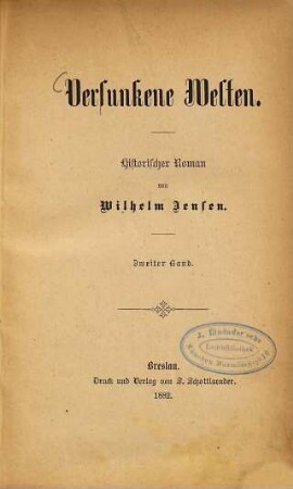 Versunkene Welten : historischer Roman, 2. Band
