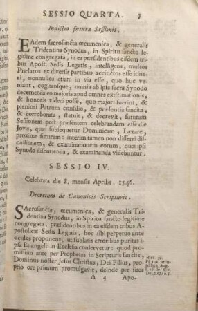 Sessio IV. Celebrata die 8. mensis Aprilis. 1546. Decretum de Canonicis Scripturis.