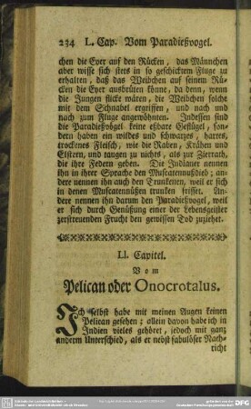 LI. Capitel. Vom Pelican oder Onocrotalus