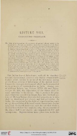 Lecture VIII. Unobstructed inheritance